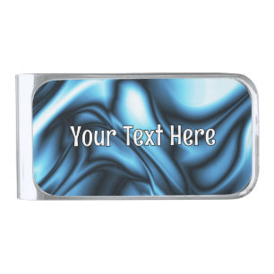 Blue Silk wave Silver Finish Money Clip