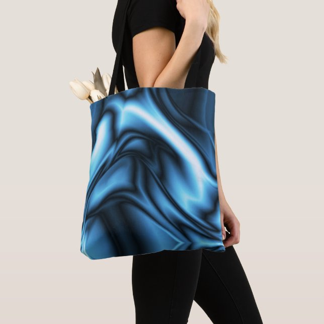 Blue Silk wave Tote Bag (Close Up)