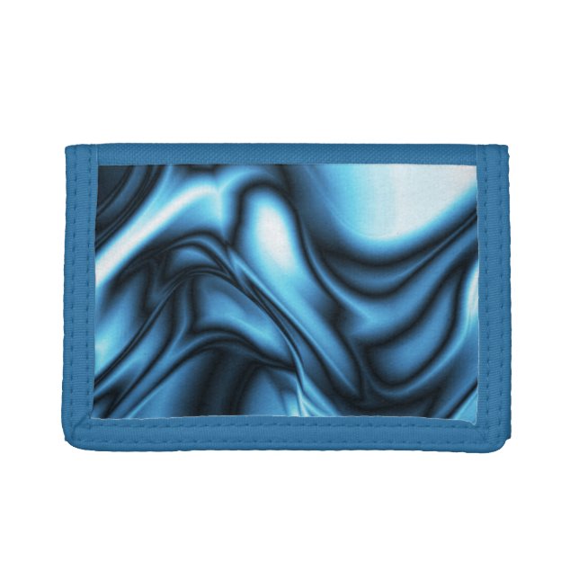 Blue Silk wave Tri-fold Wallet (Front)