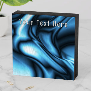 Blue Silk wave Wooden Box Sign
