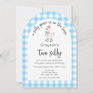 Blue Silly Goose 2nd Birthday Photo Invitation