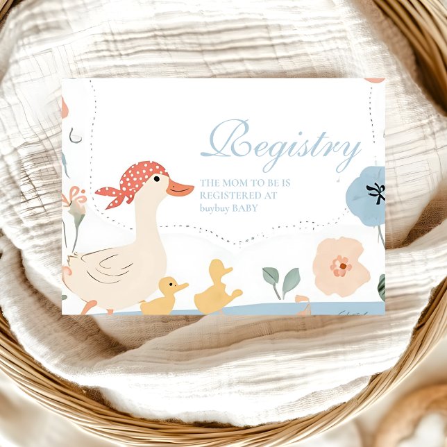 Blue Silly Goose Baby Shower  Registry Enclosure Card (Creator Uploaded)