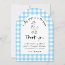 Blue Silly Goose Birthday Photo Thank You Card