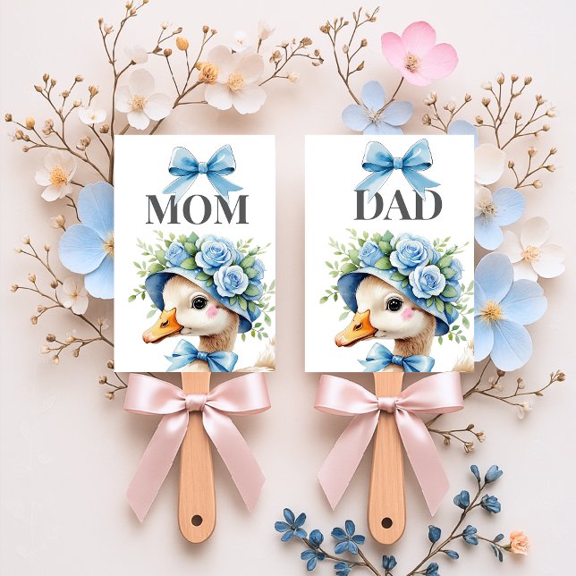 Blue Silly Goose Boy Baby shower Hand Fan (Creator Uploaded)