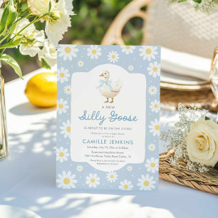 Blue Silly Goose Boy Baby Shower Invitation