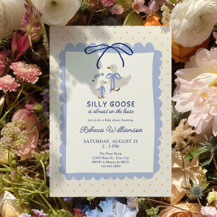 Blue Silly Goose Boys Baby Shower Invitation