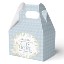 Blue Silly Goose Floral Gingham Birthday Favor Boxes