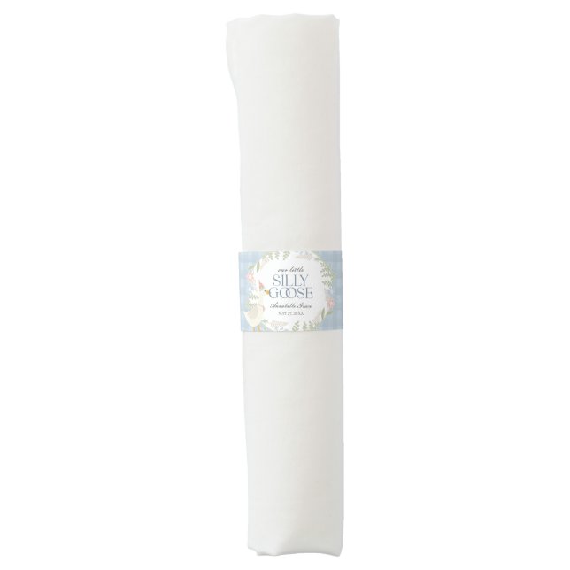 Blue Silly Goose Floral Gingham Napkin Bands (Front)