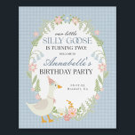 Blue Silly Goose Gingham Birthday Welcome Sign<br><div class="desc">A silly goose is on the loose. This Silly Goose Party Decor Collection is perfect for celebrating your sweet little girl! Featuring an adorable silly goose, pastel florals, and soft gingham patterns, this collection is perfect for adding a touch of playful elegance to any party. Whether it’s for a birthday...</div>
