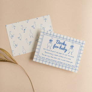 Blue Silly Goose Gingham Classic Boy Book Request Enclosure Card