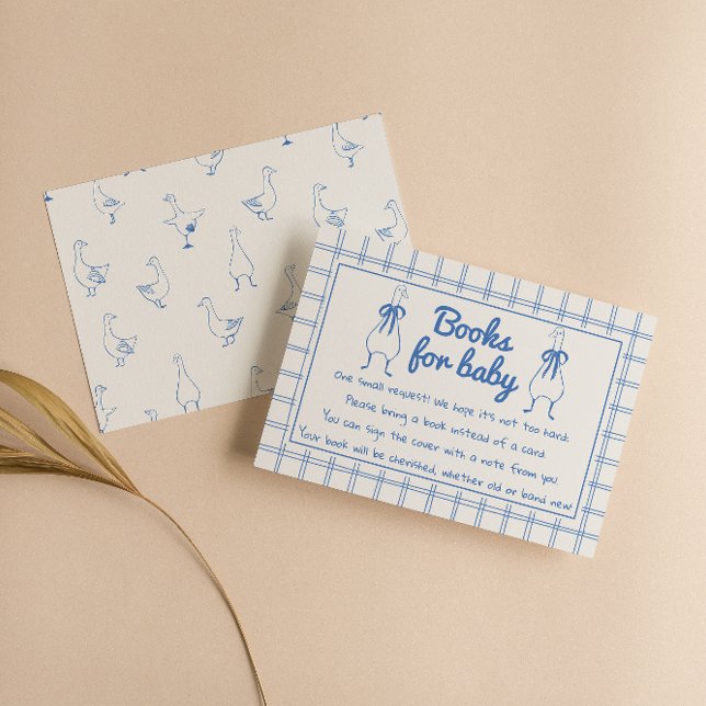 Blue Silly Goose Gingham Classic Boy Book Request Enclosure Card (Creator Uploaded)