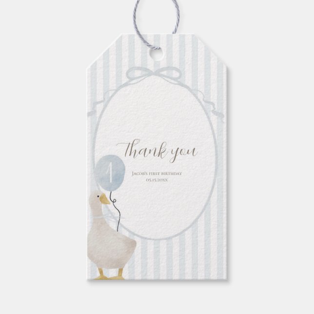 Blue Silly Goose Rectangle Favor Tag (Front)