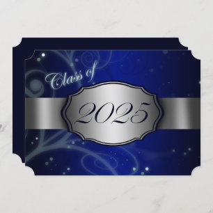 Blue & Silver 2025 Graduation Party Invitation