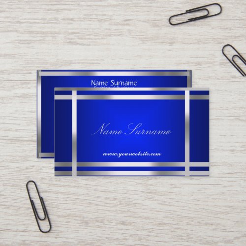Business Card Blue Silver Abstract