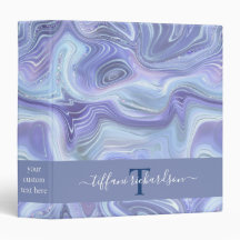 Blue Silver Agate Geode Monogram Script Name