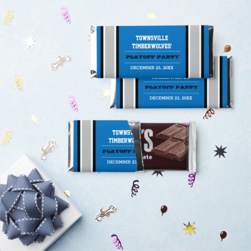 Blue Silver and Black Team Football Party Hershey Bar Favors