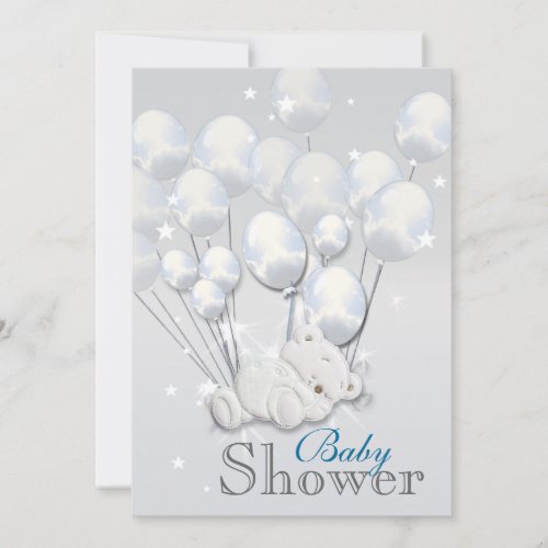 Blue silver baby shower boys custom announcements