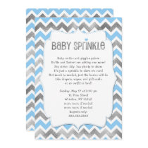 Blue Silver Baby Sprinkle boy baby shower invites