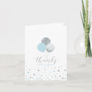 Blue & Silver Balloons 1st Boy Birthday Thank you