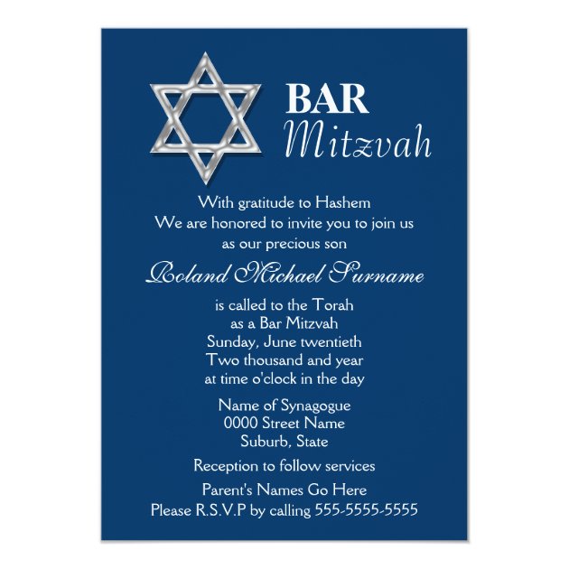 Blue Silver Bar Mitzvah Celebrations Invitation