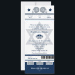 Blue Silver Bar Mitzvah Football Ticket Invitation<br><div class="desc">Silver Gray and Navy Blue Football Ticket with the Star of David for your Bar Mitzvah Invitation. Two football helmets for your initials and center Star of David in a faded blue color. If you need a different color combination or any other design changes please email paula@labellarue.com BEFORE CUSTOMIZING OR...</div>