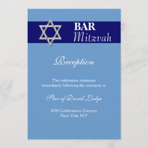Blue silver bar mitzvah RECEPTION Invitation