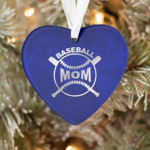 Blue Silver Baseball Mom Ornament