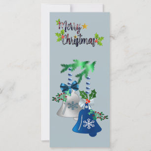 Blue & Silver Bells Christmas Card