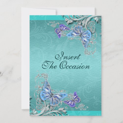 Blue silver birthday engagement wedding invites
