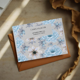 Blue Silver Botanical Floral Boho Holiday Elegant  Envelope