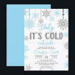 Blue Silver Boy Baby Its Cold Outside Baby Shower Invitation<br><div class="desc">Baby Its Cold Outside Boy Baby Shower Invitation</div>