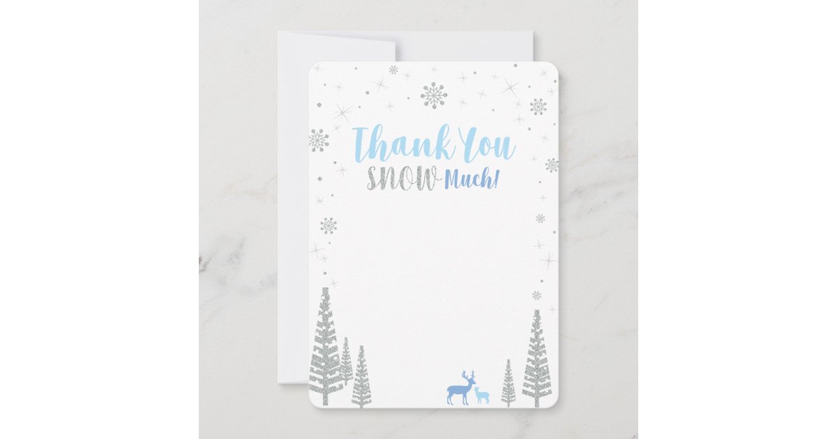 Blue & Silver Boy Winter wonderland Thank you Note Card | Zazzle