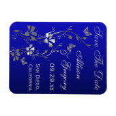 Blue, Silver Butterfly Floral Save Date Magnet (Horizontal)