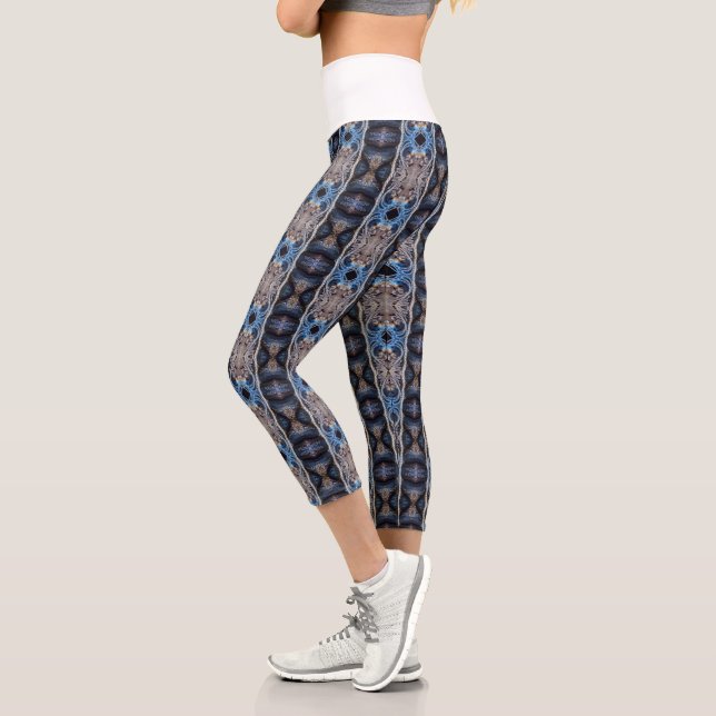 blue silver capri leggings (Left)
