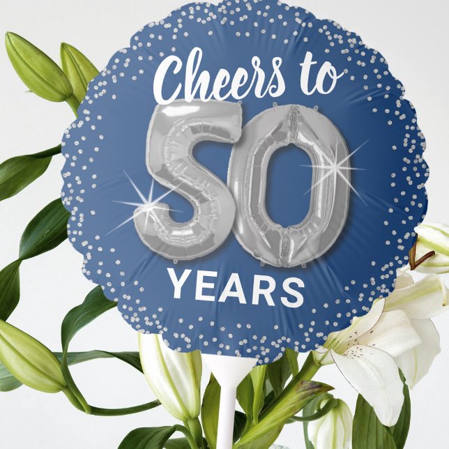 Blue Silver Cheers to 50 Years Birthday Balloon (Creator Uploaded)