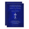 Blue Silver Christian Cross Wedding Invitation