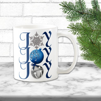Blue Silver Christmas Joy Mug