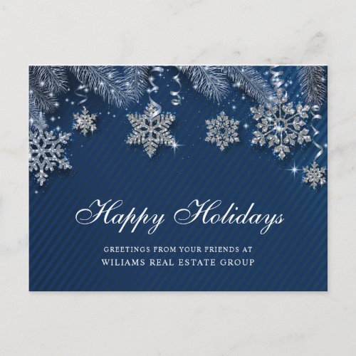 Blue Silver Christmas Ornament Corporate Greeting Postcard
