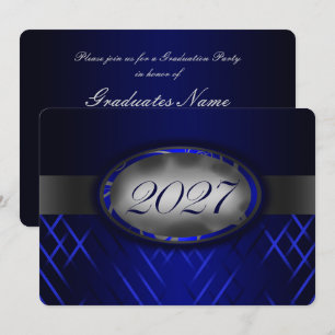 Blue & Silver Class of 2027 Party Invitation
