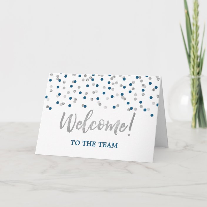 Blue Silver Confetti Employee Welcome to the Team Card | Zazzle.com