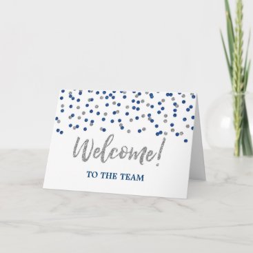 Blue Silver Confetti Employee Welcome to the Team Card