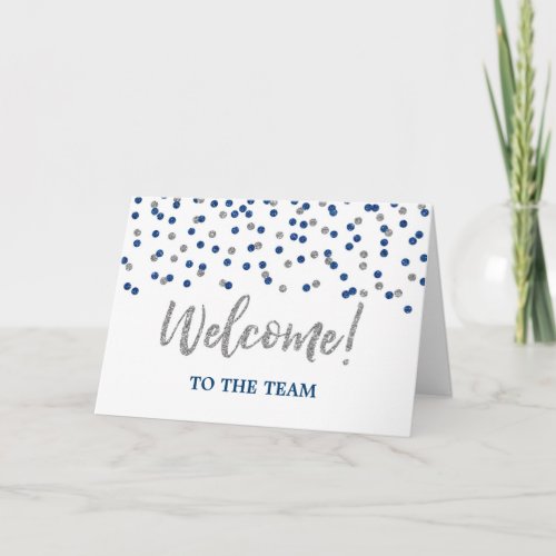 Blue Silver Confetti Employee Welcome to the Team Card