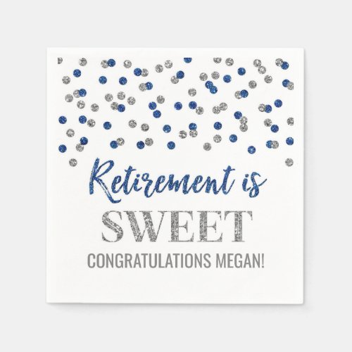 Blue Silver Confetti Retirement is Sweet