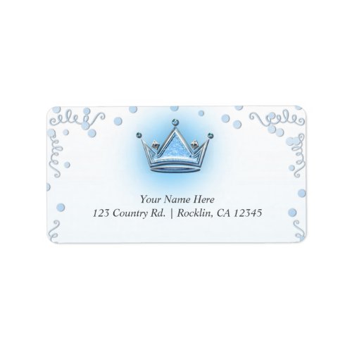 Blue  Silver Crown Party Confetti Invitation Label