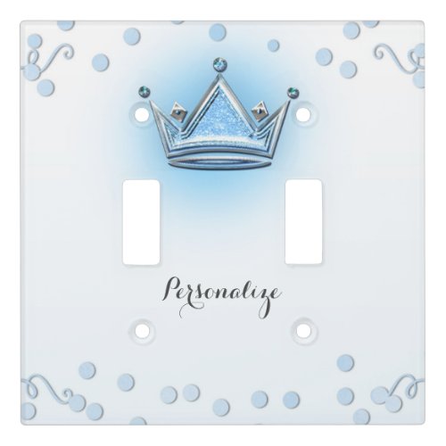 Blue  Silver Crown Royal Prince Bedroom Light Switch Cover