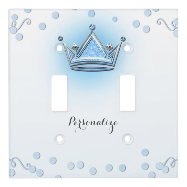Blue & Silver Crown Royal Prince Bedroom Light Switch Cover (Front)