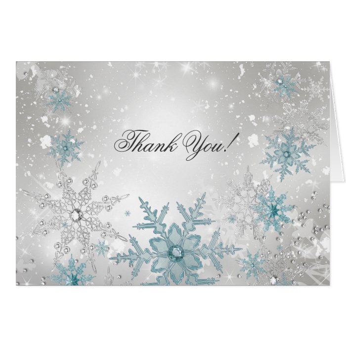 Blue Silver Crystal Snowflake Thank You Card | Zazzle