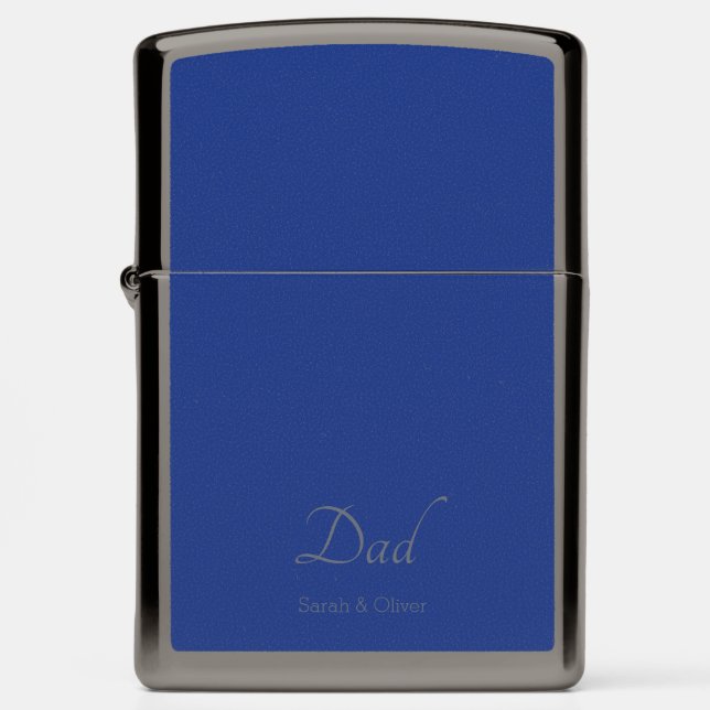 Blue & Silver "Dad"  – Minimalist Father's Day -  Zippo Lighter (Front)