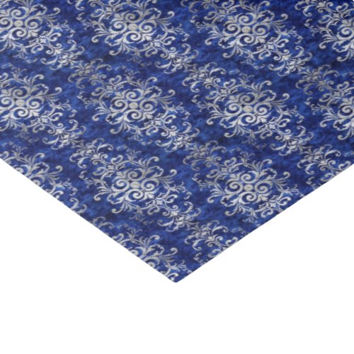 Blue Silver Damask Vintage Pattern Tissue Paper