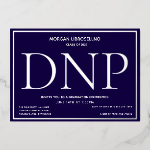 Blue Silver DNP Graduation Foil Invitation